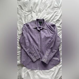 Ralph Lauren Pinstripe Long Sleeve Button Up Blouse